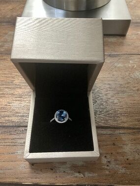 Sinatra Aquamarine Crystalline Platinum Ring size 6